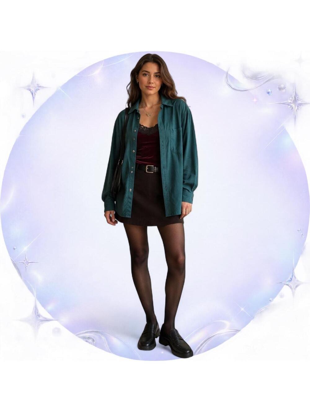 Vintage 90s Paris Sport Club Teal Rayon Oversized Button-Up Shirt